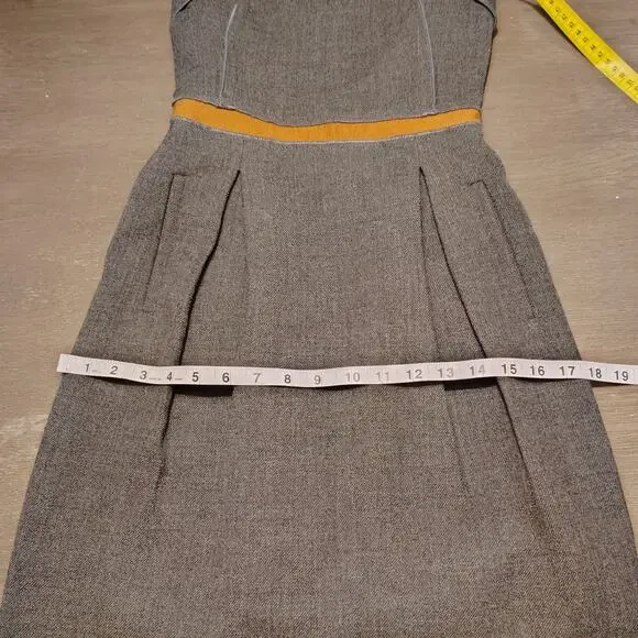 D&G Dolce & Gabbana Wool Silk Sheath Exposed Ruffled Zipper Dress Charcoal IT 38 - Picture 7 of 16